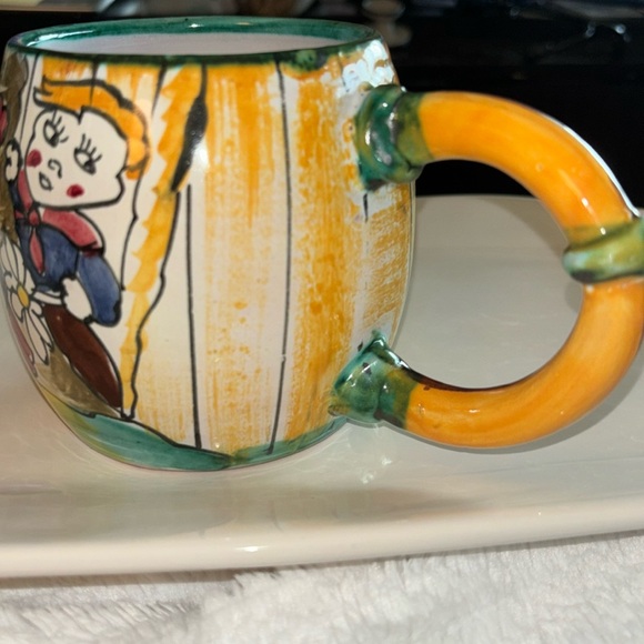 Vintage Italian F.s. Faone Scardin Majolica
Pottery Barrel Coffee Mug Cup 1 of 6 - Picture 3 of 9
